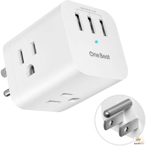 USB Wall Charger with 3 Outlets and Multi Plug Outlet Expanders