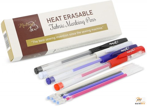 Heat Erasable Fabric Marking Pens - 4 Assorted Colors with 4 Refills