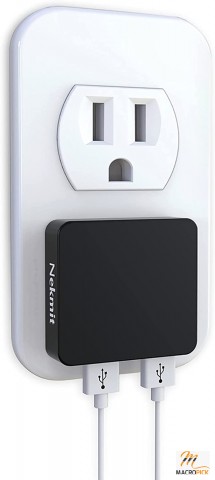 Dual Port Ultra Thin Flat USB Wall Charger with Smart IC