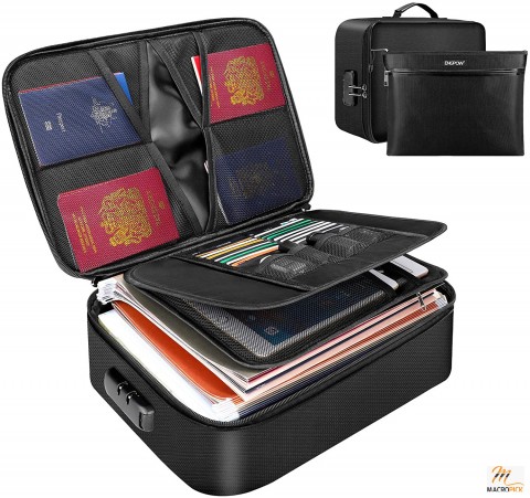 Travel Safe for the Home Office,Fireproof Document Bag with Money Bag