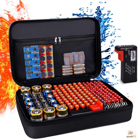 Fireproof Battery Organizer Storage Case with Tester BT-168