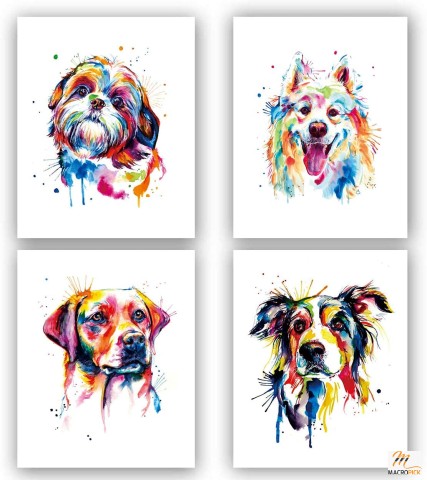 Dog  Artwork Print For Bedroom | Lovely Dog Canvas Wall Art | High Definition Modern Canvas Paintings Artwork | Great Gift For Dog Lovers