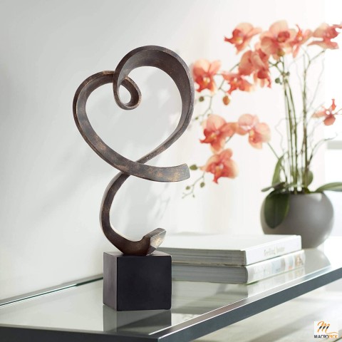 Swirling Heart Brushed Nickel Modern Sculpture | 17 1/4" High