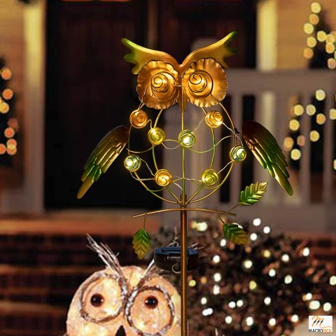 Owl Shaped Landscape Garden Solar Light | Made Of 10 Micro LED & Weather Resistant Metal | Decorative Garden Lights