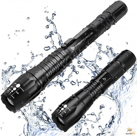 Led Tactical Flashlight-Small and Heavy Duty Super Bright Set & 3 Rechargeable Batteries,2 Pack