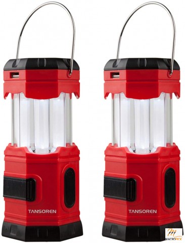 Portable LED Camping Lanterns with Solar and USB Rechargeable,2 Pack