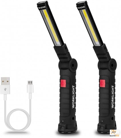 2 Packs Rechargeable Work Lights | Work light with Magnetic Base and Hanging Hook