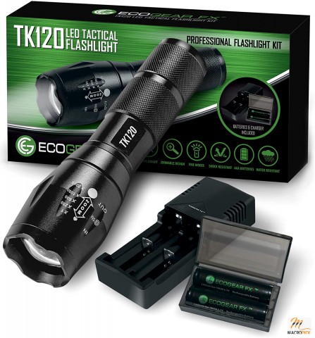 LED Tactical Flashlight Kit Rechargeable 5 Light Modes