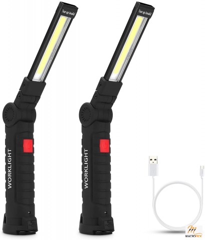 LED Rechargeable Flashlights Handheld Work Light,2 Pack