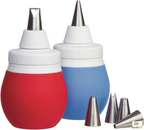 Frosting Bulb Decorating Kit With 6 Pcs Stainless Steel Piping Tips | Holds Approximately 3/4 Cup