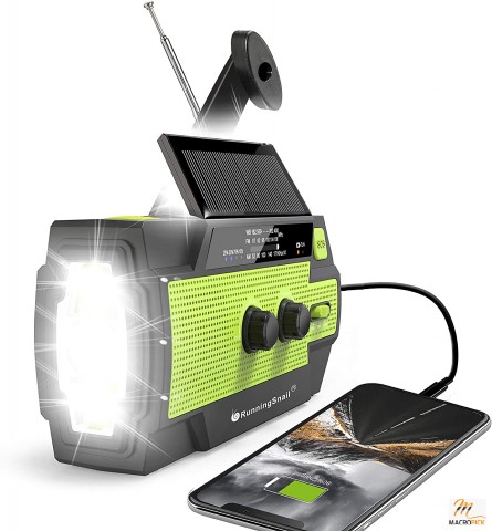 Solar Hand Crank Portable AM/FM/NOAA Weather Radio 4000mAh