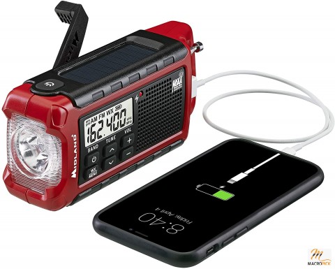 Portable ER210 emergency crank radio with weather and AM/FM and a flashlight