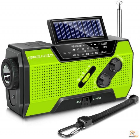 Emergency Weather Solar Crank AM/FM NOAA Radio with Portable 2000mAh Power Bank