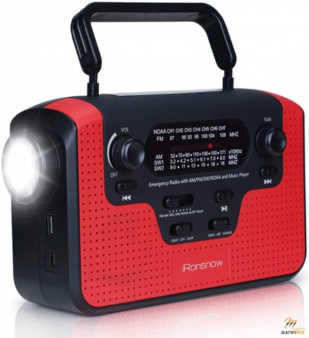 Emergency AM/FM/SW/WB Genuine NOAA Alert Weather Radio with Alarm Solar Hand Crank