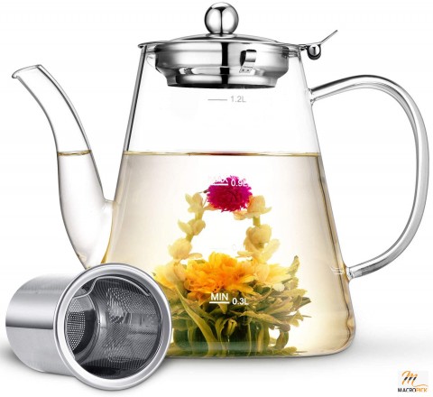 Clear Colored Teapot Glass with Removable Loose Tea Infuser