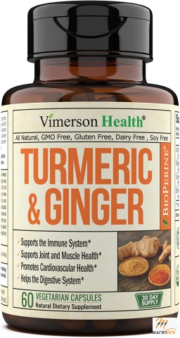 Turmeric Curcumin & Ginger Supplement with BioPerine Black Pepper - Natural Joint Discomfort Relief