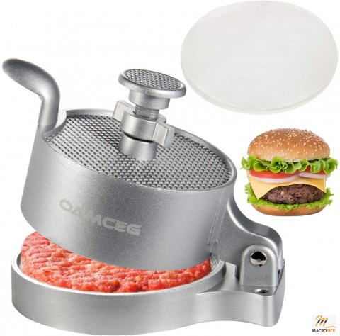 Aluminum Alloy Adjustable Hamburger Press Patty Maker, Makes 1/4lb to 3/4lb Patties