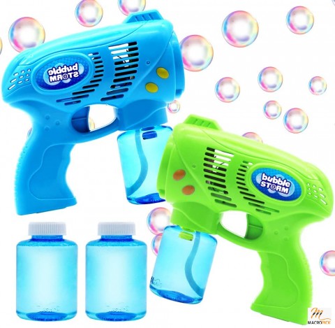 2 Bubble Guns with 2 Bottles Bubble Refill Solution (10 oz Total) for Kids - Easter, Birthday Gift