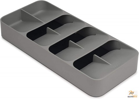 Compact Cutlery Organizer Kitchen Drawer Tray - Large - Gray