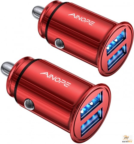 Metal Car Charger 4.8A Adapter Flush Fit | Dual Port USB Car Charger 2 Pack