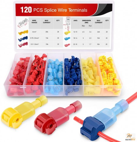 Multi Colored Quick Splice Wire Terminals T-Tap Self-stripping with Nylon Fully Insulated