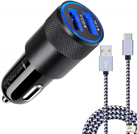 Quick USB Car Plug | Fast Charger Type C 6ft Cable