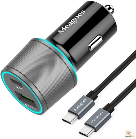 Compact Designed Car Charger with 2 Charging Outlets Type-C & Type A | Charge 2 Devices Simultaneously