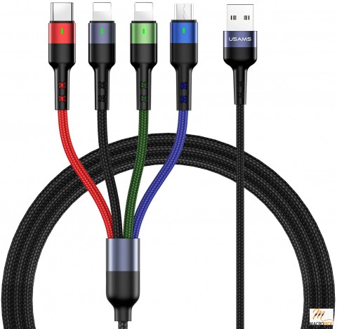 2 Pack 4FT 4 in 1 Nylon Braided Multiple USB Fast Charging Cord Adapter