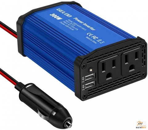 Blue-Colored corded Electric DC 12V to110V AC Power Inverter Car Charger Dual USB Ports