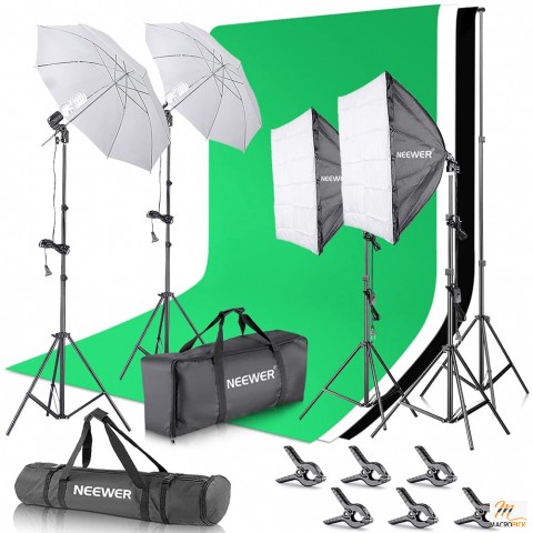 Photography Lighting kit with Backdrops Stand and 800W Equivalent Umbrella Softbox