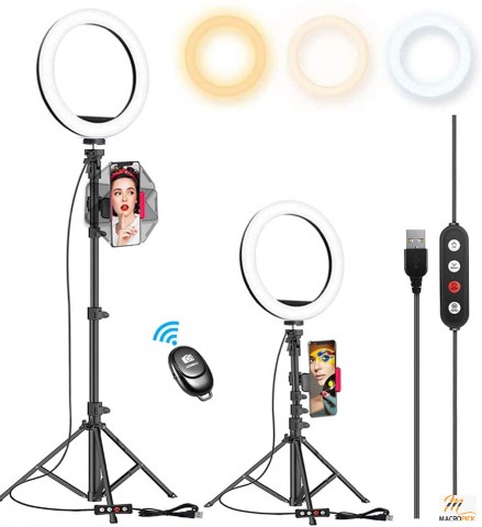 Ring Light for Selfies with 65" Adjustable Tripod Stand and Phone Holder