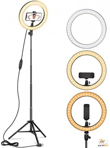 67" Extended Tripod Stand & Phone Holder with 10" Ring Light