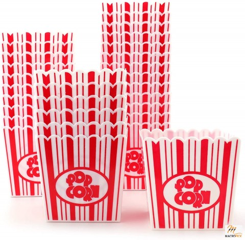 30 Pack Plastic Open-Top Popcorn Boxes Reusable Popcorn Containers Bucket Tub - 3.75" Tall x 3.75" Square