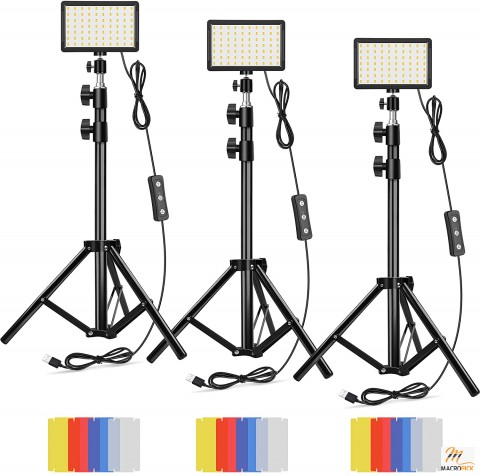 LED Video Lighting Kit with Small Adjustable Tripod Support and 5600K USB 70 LED Video Light