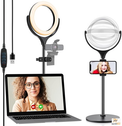 Ring Light with Stand | Adjustable LED Desk Ring Light with Phone Holder