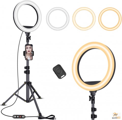 Dimmable LED Ring Light&Selfie Stick for Live Stream/Photography | With Tripod Stand