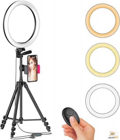 LED Dimmable Beauty Selfie Ring light | Live Stream Extendable Tripod Stand & Cellphone Holders