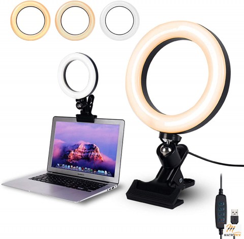 LED Selfie Ring Light with Clamp Mount | 3 Light Modes