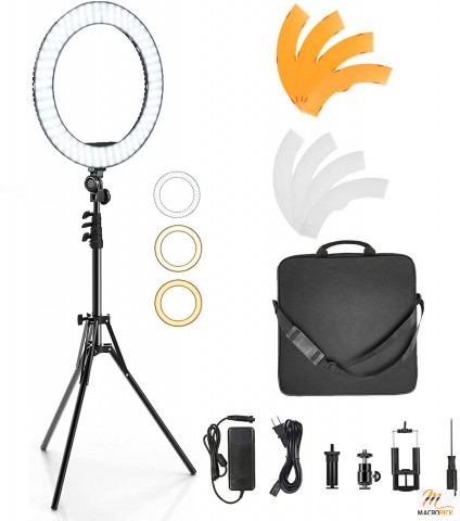 LED Ring Light 18" for Live Stream 55W with Sturdy Tripod Stand