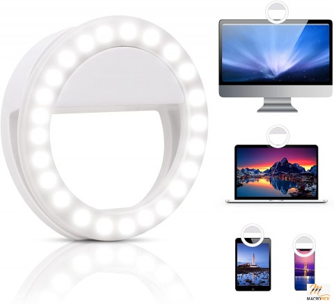 Rechargeable Selfie Ring Light Portable Clip-on Selfie Fill Light with 48 LED