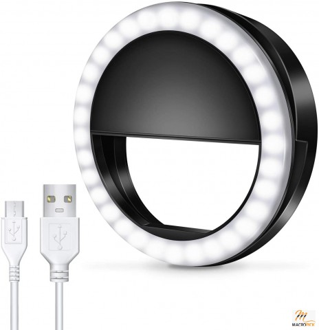 Rechargeable Selfie Ring Light 36 LED Lights | 3-Level Adjustable Brightness Clips