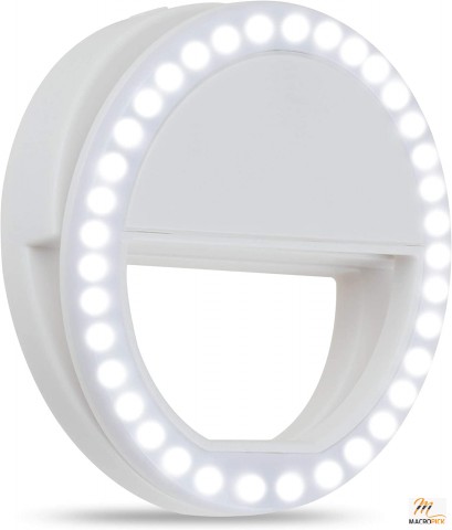 LED Mini Ring Light Clip-on Selfie Light for Phone Camera 3-Level Brightness