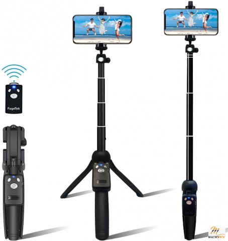 Portable Selfie Stick 48" & Tripod Extendable with Wireless Bluetooth Remote