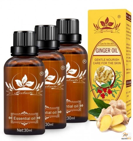 Ginger Massage Oil  | Pure Natural Lymphatic Drainage Ginger Oil | 3 Pack 30 ml  Ginger Essential Oil