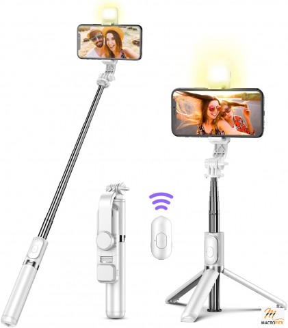 40'' Selfie Stick Tripod with Portable remote control & 3 Light Modes