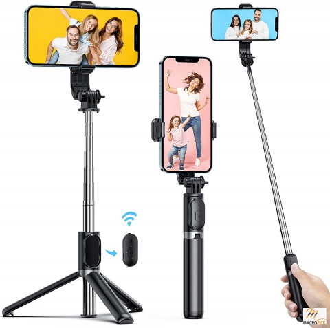 40.5" Selfie Stick Tripod, Extendable & Portable Bluetooth Selfie Stick with Remote