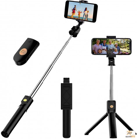 Extendable Selfie Stick with Detachable Wireless Remote and Tripod Stand