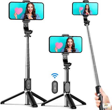 Portable iPhone All in One Extendable Tripod Selfie Stick with Wireless Remote