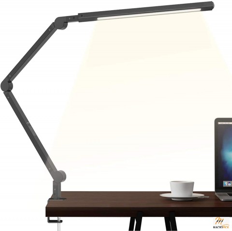 Swing Arm Lamp, LED Desk Lamp with Clamp, 9W Eye-Care Dimmable Light