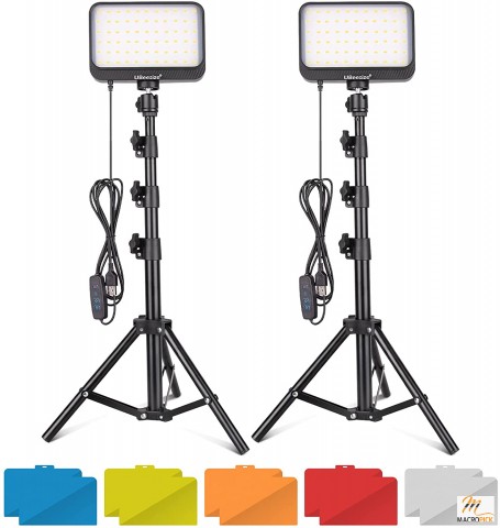 LED Video Light Kit, 2Pcs Dimmable Continuous Portable Photography Lighting